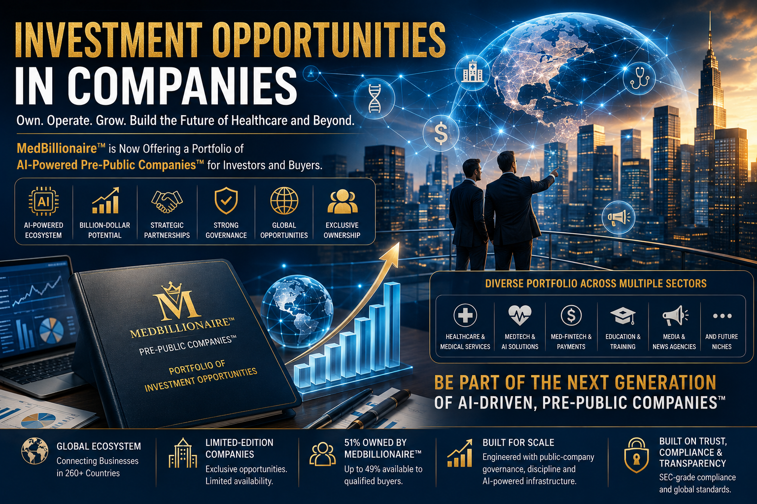 Investment Opportunities in Companies, Explore Business Ownership Across the MedBillionaire™ AI-Powered Ecosystem